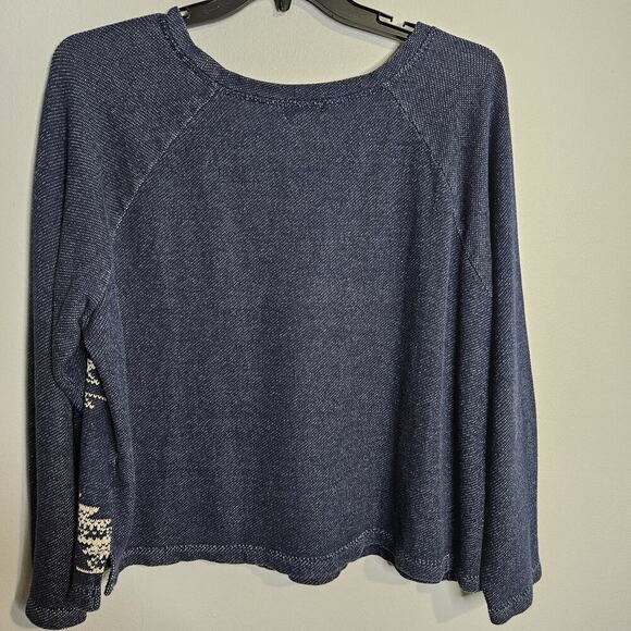 Old Navy Aztec Print Knit Pullover Top Blue Beige Size XL Cotton Blend Soft L/S - Picture 5 of 7
